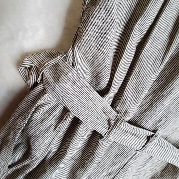 Z Supply XL Linen Striped Jumpsuit Ellora w belt Oatmeal beige Widelegs Stylish - Picture 14 of 16